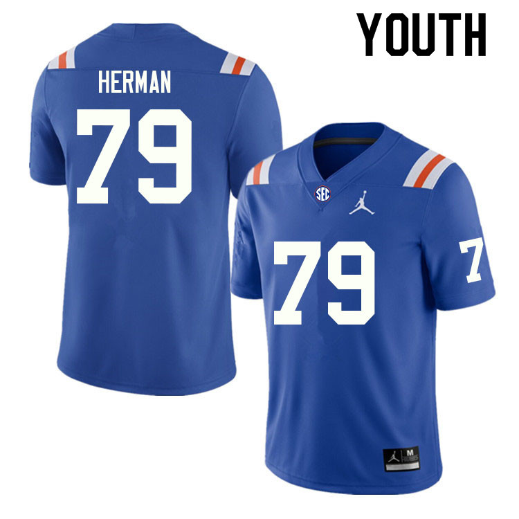 Youth #79 Jordan Herman Florida Gators College Football Jerseys Sale-Throwback